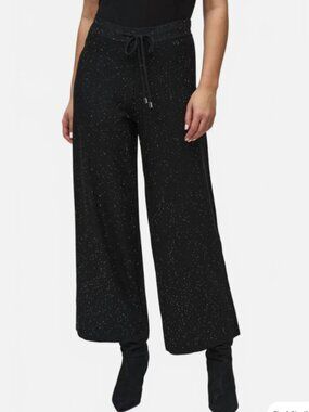 NWT! Joseph Ribkoff Sequined Sweater Knit Culotte Pants in Black Size Medium